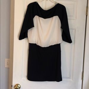 Loft Dress Navy Blue and off white
